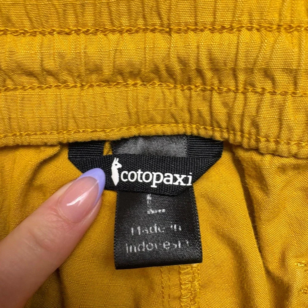 Cotopaxi Pants Mens L Mustard Yellow Ripstop Elastic Waist Drawstring Outdoor